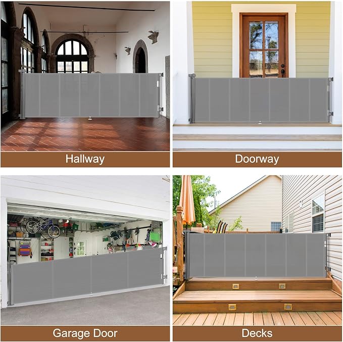 Miumoon 120 inch Reinforced Retractable Baby Gates 42 inch Tall | Retractable Dog Gate with No Crawl Through Reinforced Strip, 10 FT Extra Long Baby Gate, Retractable Gate for Indoor/Outdoor