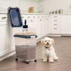 IRIS USA Dog Food Storage Container, Up to 30+11 lbs, Gray/Dark Gray | Made in the USA, Includes 2-Cup Scoop & Wheels, Airtight Seal, BPA-Free, Bird Seed, Cat food, Cat Litter, Treats, Toys