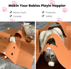 Interactive Cat Tunnel Mat for Indoor Cats, 4-Way Felt Cat Cave with Hanging Ball, Foldable Kitty Play Mat and Hideout, Pet Enrichment Toy for Kittens, Rabbits, Small Pets | 35.4" Multi-Entrance Cat Play Tunnel with Cozy Hideaway Space, Provides Enrich...