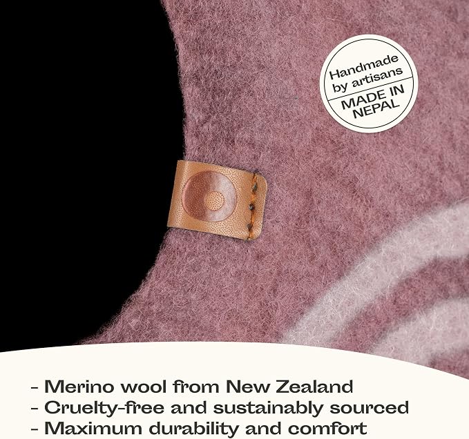 MEOWFIA Cat Cave – Premium Felt Cat Bed Enclosure for Indoor Cats, Handmade Merino Wool (Rose Gold, Large)