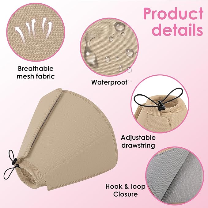 AOFITEE Soft Dog Cone, Adjustable Cones for Dogs After Surgery, Comfy Dog Cone Collar Alternative to Stop Licking, Elizabethan Recovery Collar for Large Dogs(Khaki,Large)
