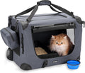 Prutapet Large Cat Carrier 24"x16.5"x16.5" Soft-Sided Portable Pet Crate for Car Traveling with Collapsible Litter Box and Bowl