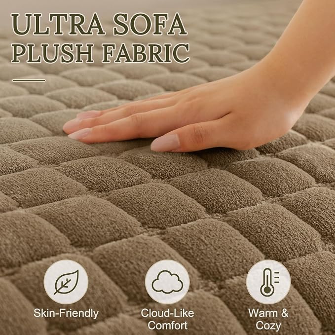 Smiry Velvet Couch Cover for Dogs, Non Slip Soft Sofa Protector for Pets | Washable Sofa Cover for Cats, Furniture Protector Against Pet Hair, Scratches, Fits Sectional Sofa(Mocha Brown, 27.6"x27.6")