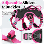 rabbitgoo Escape Proof Dog Harness for X-Large, No Pull with Lift Handle | No Escape, Full Soft Padded, Reflective Adjustable Vest, Leash Clip for Walking Hiking Training, Rose & Black, X-Large