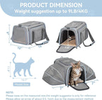 Petsfit Small Double Expandable Cat Carrier for Kittens and Air Travel | 16 x 10 x 9 in; sized for Alaska Airlines, with locking zippers, an interior safety tether and multi-side ventilation.