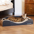 FUKUMARU Cardboard Cat Scratcher Bed, Extra Large 29.1 Inch Cat Scratch Pad | Cat Scratching Bed Couch Indoor, Natural Felt Multifunctional, Horizontal Kitten Scratch Bed Lounger With Ball Toy, Black