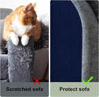 SREBAY Cat Scratch Couch Furniture Protector, Self-Adhesive Scratch Pad | 78.7x15.8In, Heavy Duty, DIY Climbing Cat Carpet Mat, Couch Door Protector from Claws, Sofa Guard with Pins & Tape, Navy