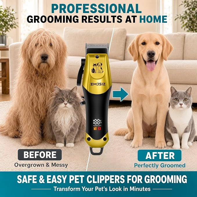 Pet Hair Clippers for Cats, Cordless Low Noise Pet Grooming Kit | Low Noise • Cordless • Type-C Charging • 180-Min Runtime •Groom Dogs & Cats • Storage Case • Home Grooming Kit