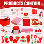 Abbylike 50 Pcs Puppy Supplies Starter Kit for Small Dogs Puppy Essentials Includes Leash, Bowls, Teeth Brushes, Water Bottle, and More Accessories for Dogs Pet Day Welcome Gift(Red)