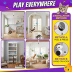 2-in-1 Interactive Laser Pointer Cat Toy & Flying Bird Wand for Indoor Cats | No-Drill Doorway Play with Adjustable Speed, USB Rechargeable, Smart Auto-Pause, Bird & Mouse Attachments