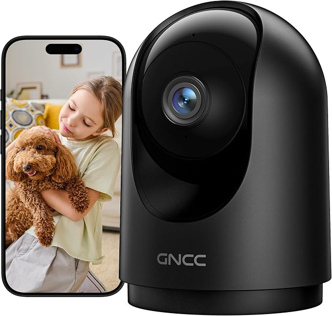 GNCC 2K Indoor Security Camera with Motion Detection, 2.4G WiFi, 1Pack | Motion Detection, Baby/Pet Camera with Phone App, Night Vision, 2-Way Audio, TF/Cloud Storage, Works with Alexa & Google Home