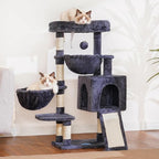 Hey-brother Cat Tree Tower with Large Bed, Hammocks, Scratcher, MPJ006SG | 35.4 Inches Cat House with Cozy Condo, Sisal Scratching Posts for Indoor Cats, Smoky Gray