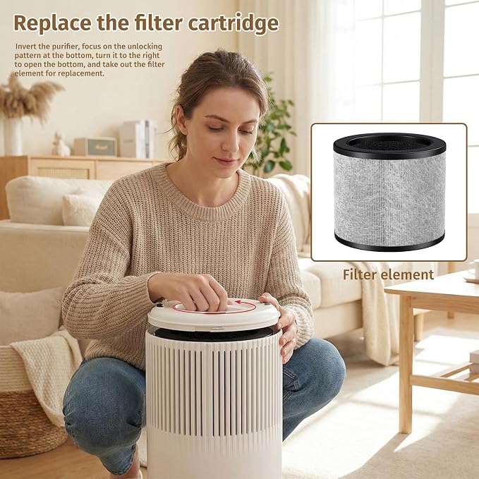2 Pack Air Purifiers for Home Bedroom with PM 2.5 Air Quality Monitor | H13 True HEPA Air Filter Cleaner with 5 mode Light, Sleep Mode, Timer, Fragrance Sponge for Smoke, Odor, Dander