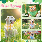 Pickmesh 150 Pcs Spring Plaid Dog Bandanas Bulk Spring Pet Scarf Bibs Adjustable Washable Pet Kerchief Seasonal Costume Accessories Holiday Grooming Supplies for Small to Large Cat Dog