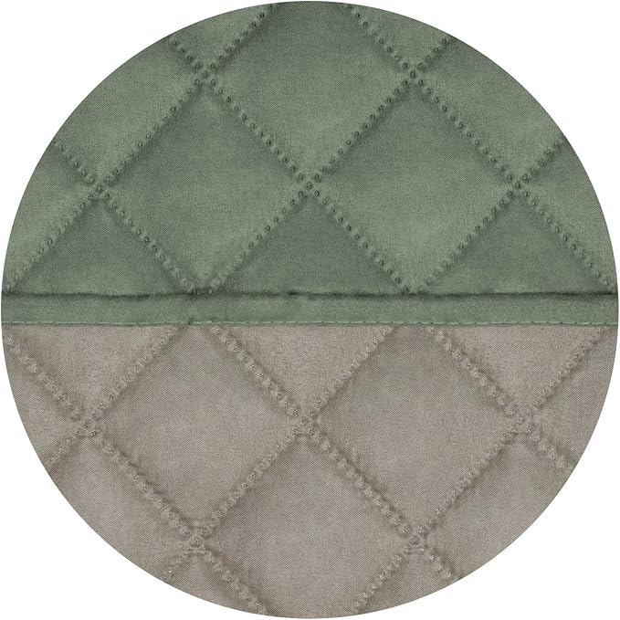 PureFit Reversible Quilted Couch Covers for Dogs Sofa Cover 4 Seater 88" | Greyish Green/Beige, Water Resistant Couch Protector, Washable Pet Couch Cover with Non Slip and Elastic Straps For Kids