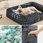 ChiXnuggle Faux Fur Orthopedic Dog Bolster Bed, Waterproof Washable Cover | rectangular dog sofa couch,egg crate foam,non-slip bottom,for small medium dogs,dark grey,30*24*7,puppy bed