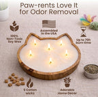 Dough Bowl Candle Co. Pet Odor Eliminator for Home - 10x10 Large Cat-Shaped Odor Absorber, 6 Wick Soy Wax Scented Candles, Pet Deodorizer Aromatherapy Candle with 70H Burn Time for Cat or Dog Smell