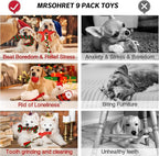 MRSOHRET Christmas Dog Toys, 9 Pack Dog Rope Toy, Puppy Chew Toy for Teething with Gift Bag, Plush Squeaky Toy, Christmas Stocking Stuffers for Small Medium Dogs