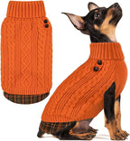 KYEESE Dog Sweater Turtleneck Thick Knit Pullover for Cold Weather | Stretchy Fit, Lightweight & Warm, Cozy Knit Comfort, Classic Plaid Design, Gentle on Sensitive Skin, Comfortable Daily Wear