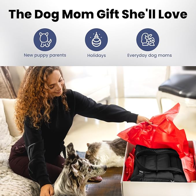 Rubyloo Puffer Dog Travel Bag for Dog Moms, Diaper Bag with Travel Bowls | 2 BPA-Free Collapsible Bowls, 2 Pet Food Containers, 9 Pockets, Everyday Puffer Bag Works With or Without Your Dog, Black
