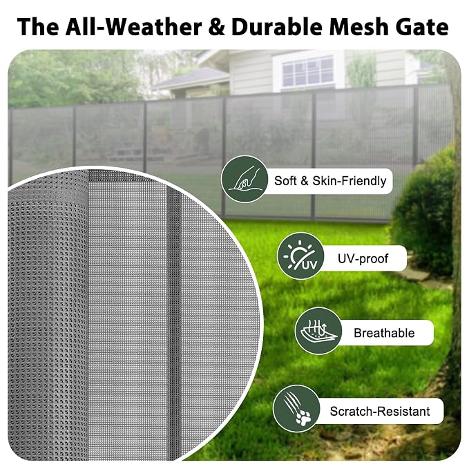 200" Extra Long Baby Gate Retractable Dog Gate for Outdoor/Indoor | 16ft Retractable Baby Gate Extra Wide Garage Gate, 48" Extra Tall Dog Gate Outdoor Retractable Driveway Fence Barrier, Gray