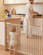 Babelio Removable & No Bottom Bar Baby Gate, 35.5-55" Hardware Mounted (Drill Needed)| Wide Walk-Thru| Auto-Close Safety Dog/Pet Gate for Stairs & Doorways (White, 35.5-55" W, 30" H) | Hardware Mounted (Drill Needed)| Wide Walk-Thru| Auto-Close Safety ...