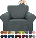 Stretch Chair Sofa Slipcover, Single Couch Cover,Grey | 1-Piece Washable Sofa Cover,Pet Friendly (31"-55") Furniture Protector Soft Jacquard Elastic Bottom for Dogs & Kids