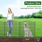 15 Panels Decorative Garden Fence - 32 in (H) x 35.4 ft (L) No Dig Dog Fence Outdoor for Yard, Rustproof Tall Garden Fencecing Panels, Animal Barrier Suitable for Yard Border, Patio, and Outdoor Use