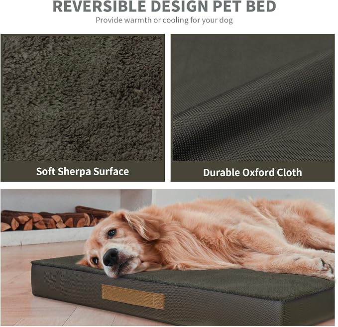 Waterproof Orthopedic Outdoor Dog Bed XL for Extra Large Dogs | Egg Crate Foam for Joint Support, TPU Waterproof Layer, Machine Washable 1680D Oxford Cover, 44 x 32 Inch, Up to 90 lbs