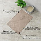 XL Cat Litter Mat, 37.5x25.2 Silicone Trapping Mat Beige | for Kitty Litter Box, Easy Clean, BPA Free Rubber, Center Litter Collection, Easy Pour-Back, Waterproof, Odor-Resistant
