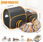 Tailtastic Indoor/Outdoor Cat Playpen with Surround Tunnel 2 Zones Black | escape-proof enclosed enslosure,lightweight foldable for travel, ideal for indoor cats, multi-cat homes & birthing