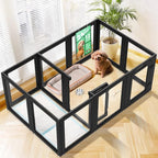 FXW AuraSpace Clear Acrylic Indoor Dog Playpen, 24" H, 12 Panels, Black | Open View, Modern Home Fit, No Climbing Bars, Tool-Free Setup, For Puppies & Small Dogs