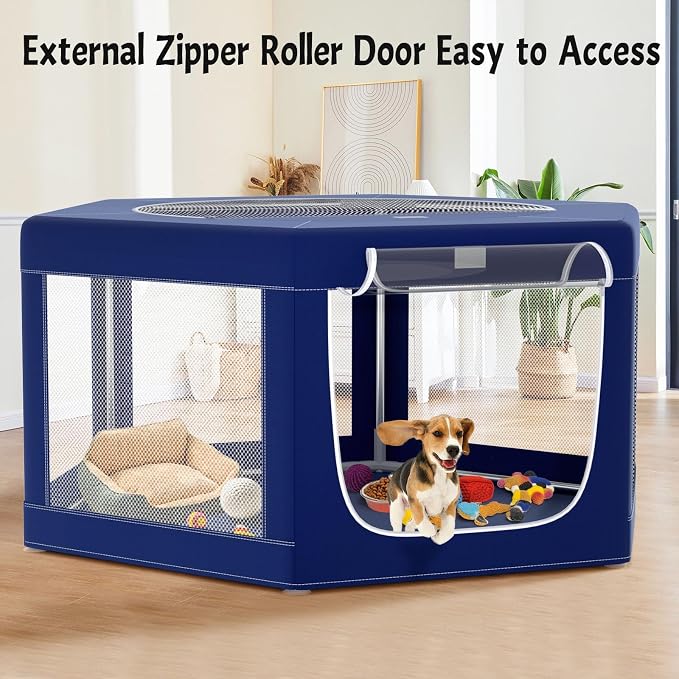 Hexagonal Dog playpen, 45 Inch Soft Puppy Playpen with 600D Oxford Fabric, Stable Structure with Thickend Stainless Steel Tubes, 25.6 Inch Height Pet Playpen for Small and Medium Dogs, Animals