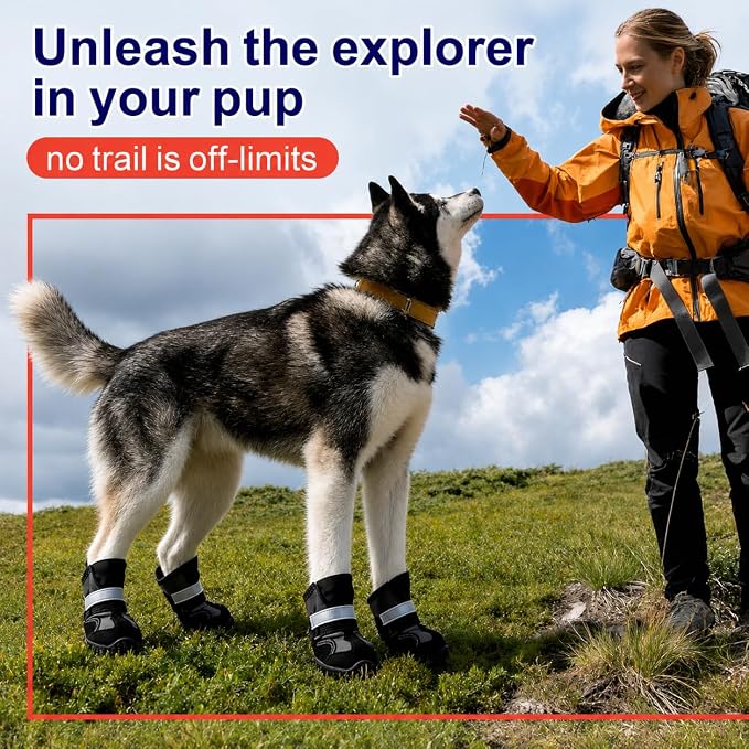 Dog Shoes for Hot Pavement,Non-Slip Breathable Mesh Dog Boots with Reflective Adjustable Straps,Waterproof Paw Protectors for Small Medium Large Dogs,Summer Hiking Walking,8#,Black