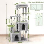 Globlazer Cat Tower for Indoor Cats, Heavy Duty Cat Trees for Large Cats Adult Big Cats Maine Coon Cat Tree Tower with Scratching Post, Extra Large Top Perch, Cat Condos, F61, Light Grey, 61inch