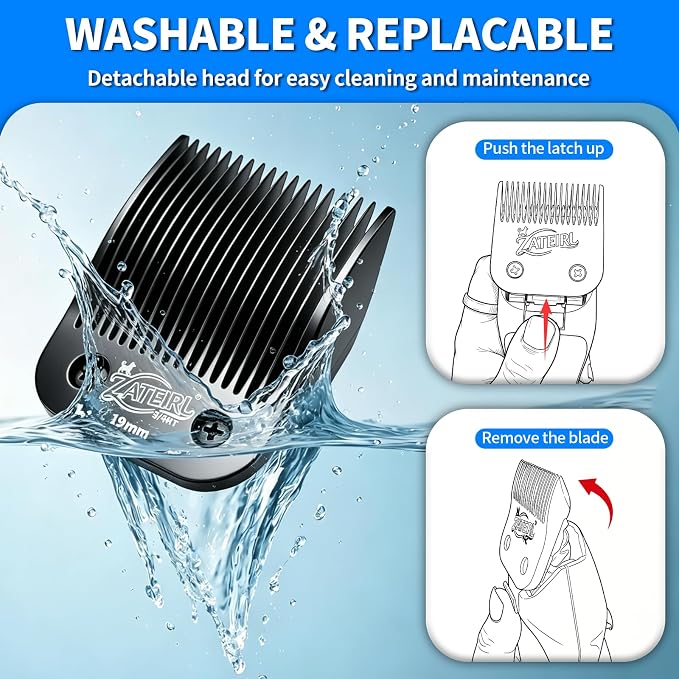 Size 3/4HT Detachable Pet Grooming Clipper Blade with Steel Cutter, 3/4 Inch (19 mm) Cut Length, Black, Compatible with Andis, Oster A5, Wahl KM10, 1 Pack