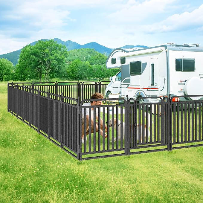 Thickened Dog Playpen Foldable Metal Yard Fence32/43inch Compact Portable Animal Barrier Fence for Indoor Outdoor (16 Panels, 32 inch)