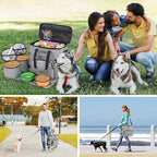 Modoker Dog Travel Organizer with 2 Collapsible Bowls for Supplies & Accessories, Airline Approved Dog Tote Pet Travel Bag with 2 Travel Food Container | Dog travel accessories set with feeding supplies, bowls, mat, and strap. Ideal for weekend trips.