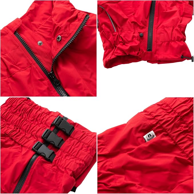 Lovelonglong Waterproof Dog Raincoat – 4-Leg Full Body Dog Rain Suit with Reflective Strips & Leash Opening, Outdoor Dog Jacket for Rainy Weather
