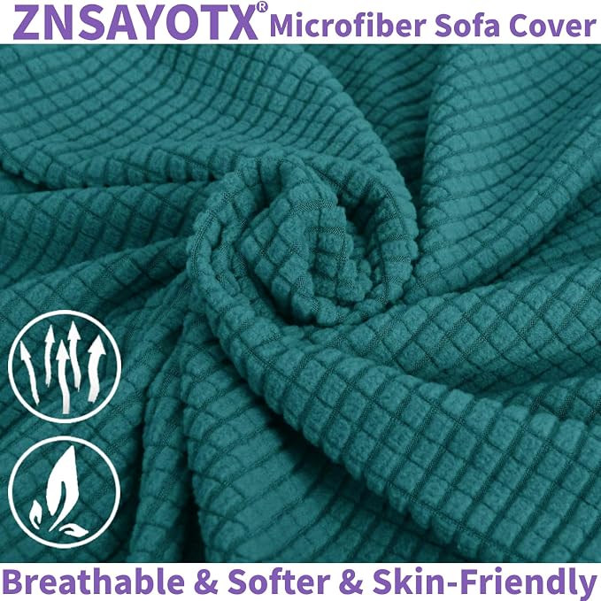 ZNSAYOTX Super Stretch Chair Slipcover Universal Sofa Chair Covers for Living Room Dogs Pet Furniture Protector Spandex Armchair Slipcovers with Anti Slip Foam Sticks (Peacock Teal, Chair)