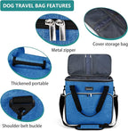 BAGLHER Dog Travel Bag, Pet Travel Bag (ALL Pet Travel Supplies), With 2 Pet Food Containers and 2 Collapsible Silicone Bowls; Essential Kits for Pet Travel Blue