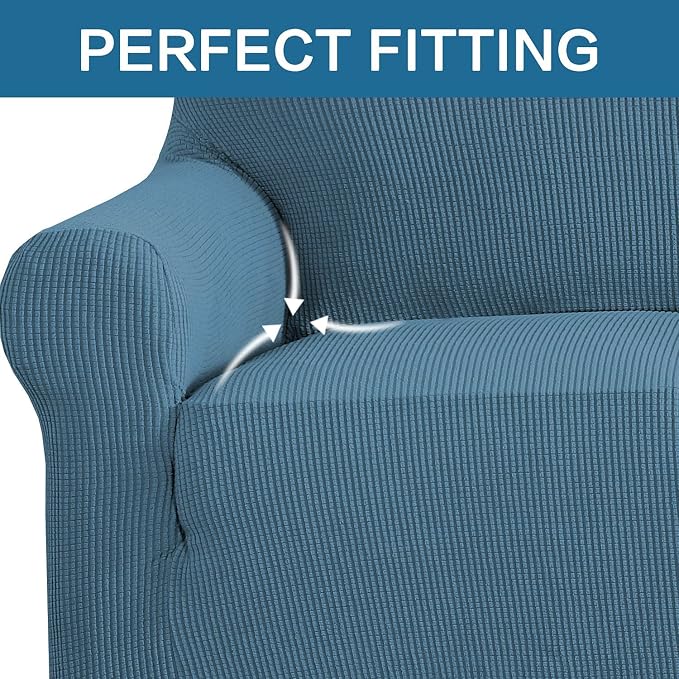 H.VERSAILTEX Armchair Cover High Stretch Sofa Slipcover 1 Piece Couch Covers for Sofa Durable Spandex Fabric Non Skid Machine Washable(Armchair 31"-40", Dusty Blue)