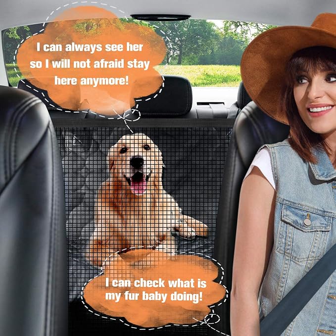 PETICON Dog Car Seat Cover for Back Seat, Waterproof Dog Hammock for Pets | Zippered Design Allows Passenger Seat Access, Mesh Window for Pet View, 600D Oxford, Prevents Scratches, Hair, Mud, and Dirt