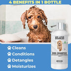 Dog Shampoo Conditioner & Detangler, Hypoallergenic Tearless Unscented 16OZ | For Sensitive Itchy Skin, Best Shampoo For Smelly Dogs, Goldendoodle, Poodle & Doodle, Puppy Pet Wash Soap, USA Made, 4-in-1
