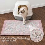 Glittme Cat Litter Mat, 24"x15" Non-Slip Washable Trapping Mat for Cats | Litter Trapping Mat With Thick PVC Coil To Catch Scatter, Soft On Paws And Waterproof Bottom To Protect Floors