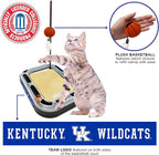 Cat Scratch Toy NCAA Kentucky Wildcats Reversible Basketball Court Felt/Cardboard Cat Scratcher Toy. Interactive Cat Ball Bell in Tracks. 6-in-1 CAT Toy: Cat Wand Poll, Catnip-Filled Plush Basketball