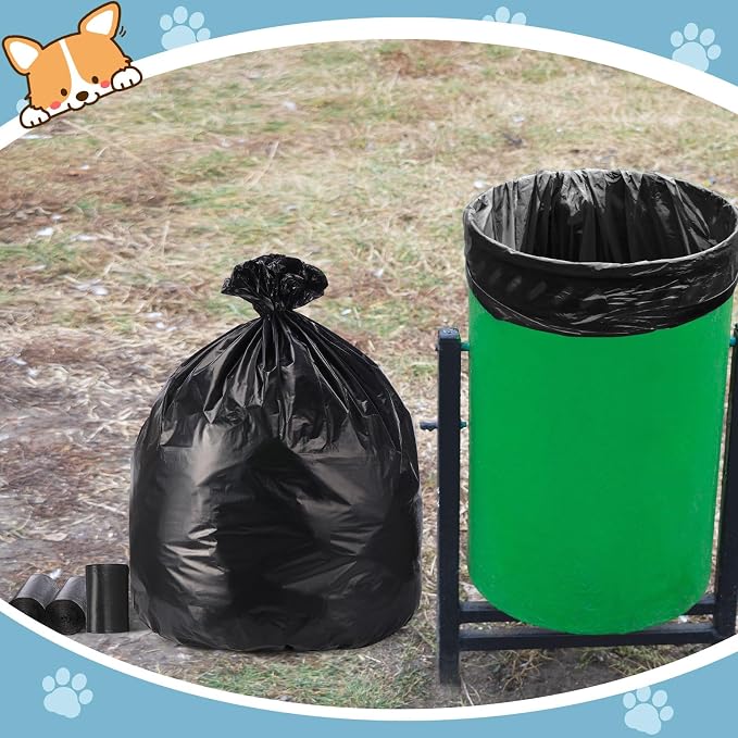 300 Pcs Dog Waste Poop Bags Dog Large Leak Proof Bags 26"x 33" Pet Waste Station Can Liners Heavy Duty Pet Trash Bin Liner for Walking Poop Station Dispensers, 3 Rolls of 50 (Black)