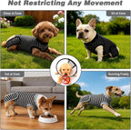 2 Packs Breathable Cotton Dog Recovery Suit for After Neuter Spay Abdominal Wounds Protector, Professional Anti-Licking Onesies for Male Female Pets Surgery Bandages, M Striped Black Grey