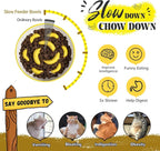 Ceramic Slow Feeder Cat Bowl, 6.3'' Wide Whisker Friendly Cat Puzzle Feeder | Slow Eating 5x, Anti Vomit Shallow Slow Eating Cat Dish for Dry and Wet Food, Contrasting Colors, 6.3" X 1.2"