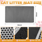 Cat Litter Mat 46"x26", Double Layer Waterproof Litterbox Mat, Gray | Non-slip backing, washable for easy cleanup, traps stray litter with waterproof honeycomb large grid that is urine-proof.